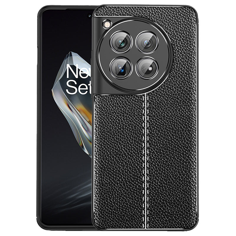 For OnePlus 12 5G Soft TPU Case Litchi Texture Protective Phone Cover - Black For OnePlus 12 5G Soft TPU Case Litchi Texture Protective Phone Cover - Black